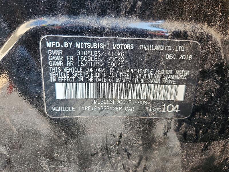 Aukcja sprzedaży 2019 Mitsubishi Mirage, vin: ML32F3FJ0KHF08908, numer aukcji: 85603615