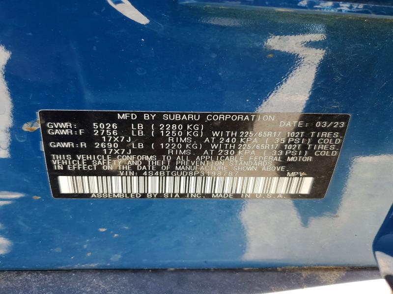 Продажа на аукционе авто 2023 Subaru Outback, vin: 4S4BTGUD8P3198787, номер лота: 55933896