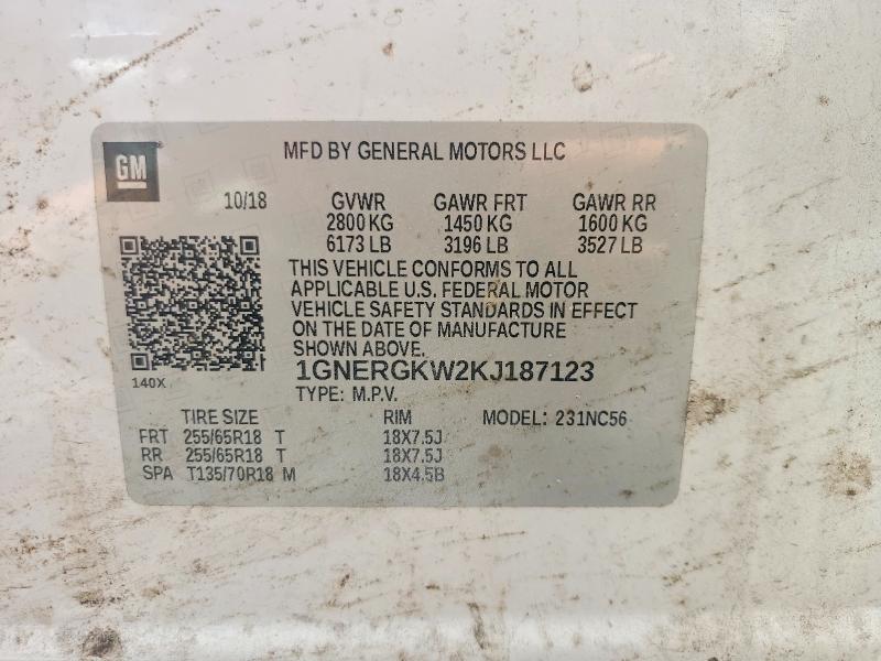 Aukcja sprzedaży 2019 Chevrolet Traverse, vin: 1GNERGKW2KJ187123, numer aukcji: 58379216
