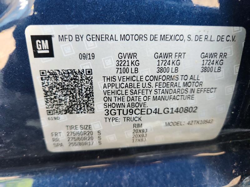 55598276 :رقم المزاد ، 3GTU9CED4LG140802 vin ، 2020 Gmc Sierra مزاد بيع