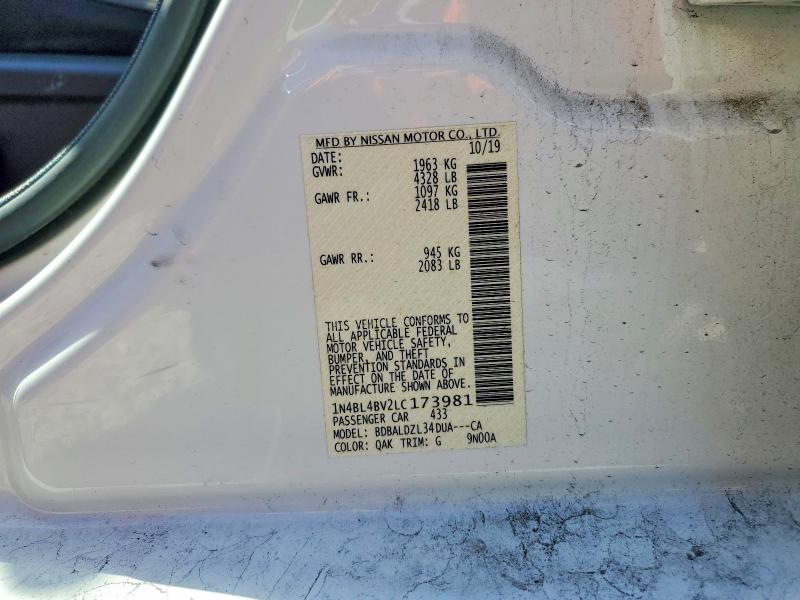 Aukcja sprzedaży 2020 Nissan Altima, vin: 1N4BL4BV2LC173981, numer aukcji: 56465916