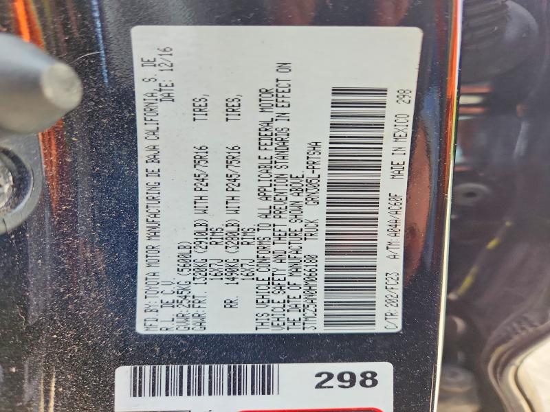 55949906 :رقم المزاد ، 3TMCZ5AN0HM066180 vin ، 2017 Toyota Tacoma مزاد بيع