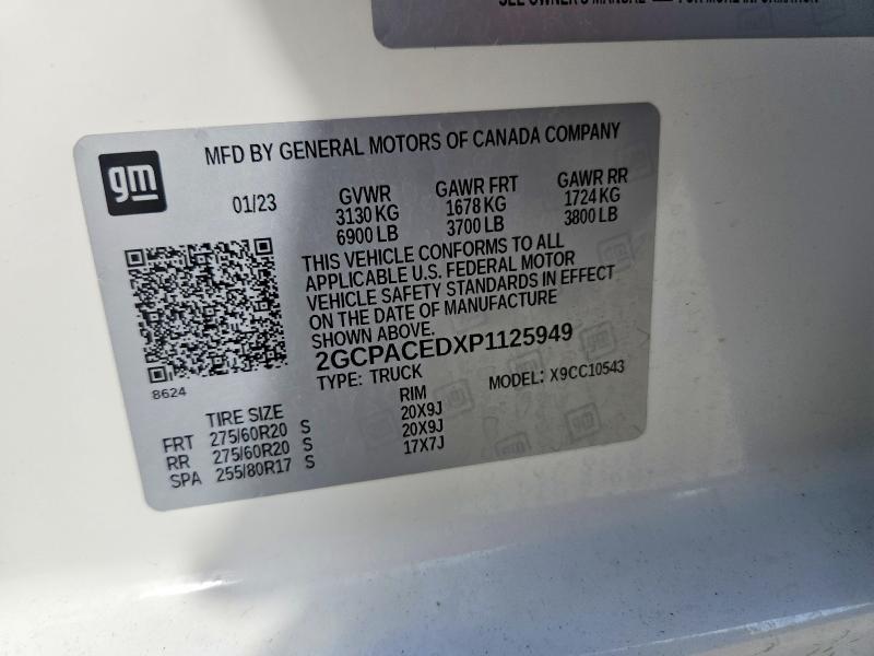 57120976 :رقم المزاد ، 2GCPACEDXP1125949 vin ، 2023 Chevrolet Silverado مزاد بيع