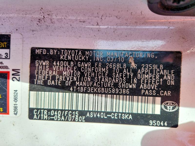 57764186 :رقم المزاد ، 4T1BF3EK6BU589386 vin ، 2011 Toyota Camry مزاد بيع