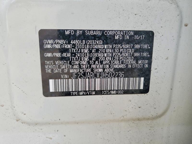 Продажа на аукционе авто 2018 Subaru Forester, vin: JF2SJARCXJH502236, номер лота: 57327836