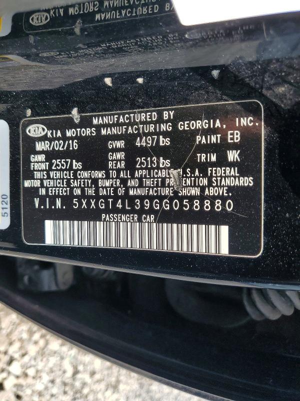 2016 Kia Optima მანქანა იყიდება აუქციონზე, vin: 5XXGT4L39GG058880, აუქციონის ნომერი: 58516926