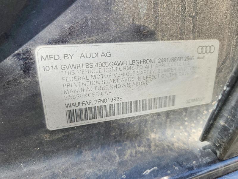 2015 Audi A4 მანქანა იყიდება აუქციონზე, vin: WAUFFAFL7FN019928, აუქციონის ნომერი: 56219536