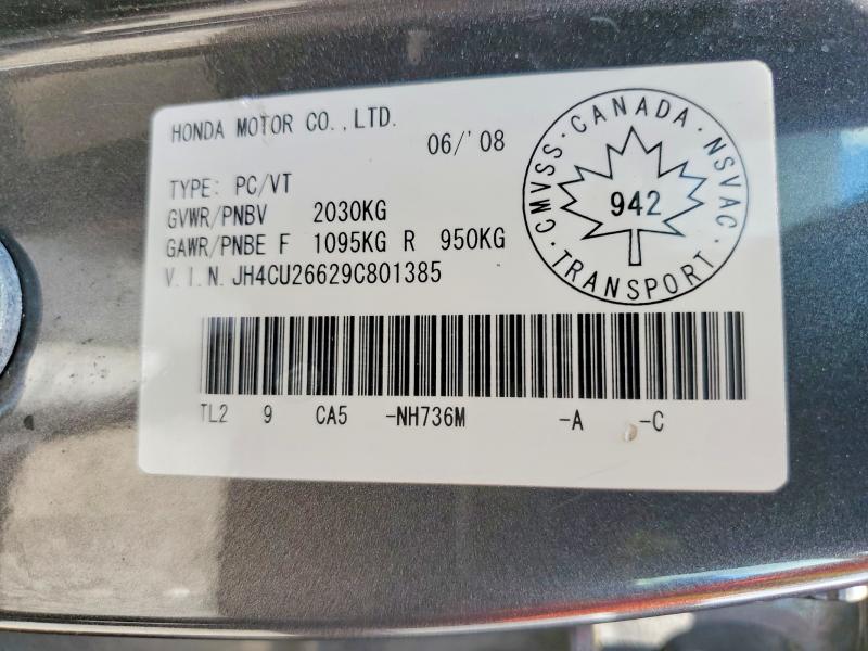 Продажа на аукционе авто 2009 Acura Tsx, vin: JH4CU26629C801385, номер лота: 57366526