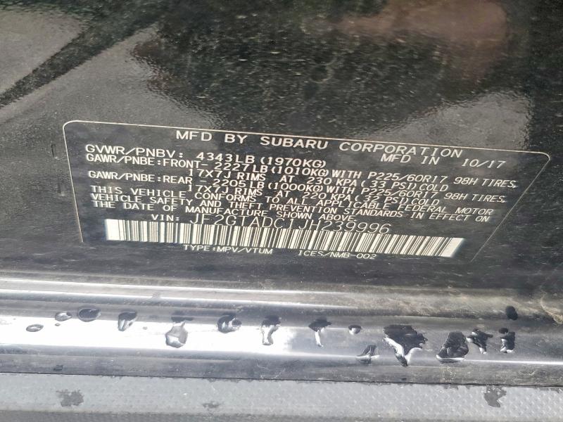 2018 Subaru Crosstrek მანქანა იყიდება აუქციონზე, vin: JF2GTADC1JH239996, აუქციონის ნომერი: 58260966