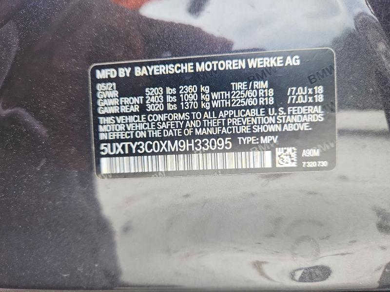 Продажа на аукционе авто 2021 Bmw X3, vin: 5UXTY3C0XM9H33095, номер лота: 57464396