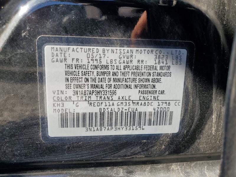 Aukcja sprzedaży 2017 Nissan Sentra, vin: 3N1AB7AP3HY331596, numer aukcji: 56188756