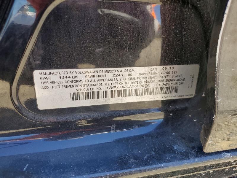 57043416 :رقم المزاد ، 3VWPZ7AJ1AM689076 vin ، 2010 Volkswagen Jetta مزاد بيع