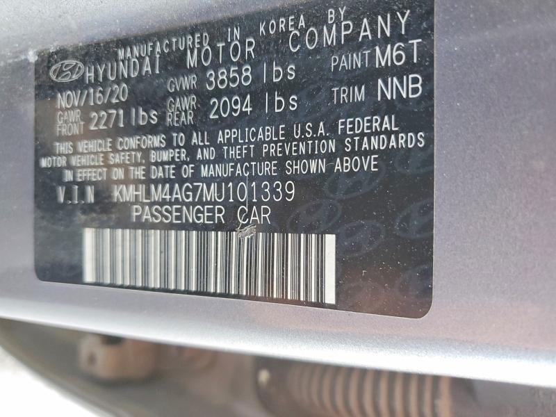 Auction sale of the 2021 Hyundai Elantra, vin: KMHLM4AG7MU101339, lot number: 56640896