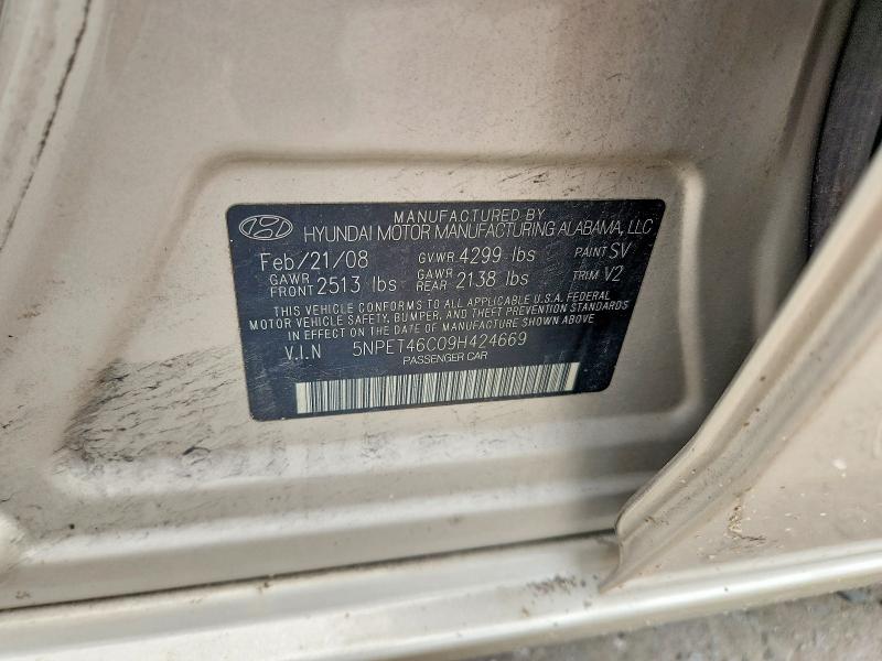 Aukcja sprzedaży 2009 Hyundai Sonata, vin: 5NPET46C09H424669, numer aukcji: 56237916