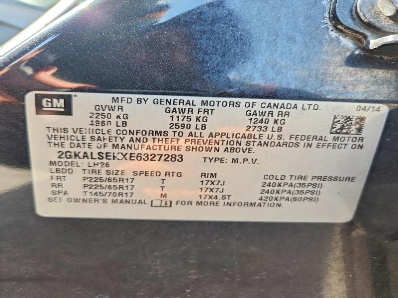 2014 Gmc Terrain მანქანა იყიდება აუქციონზე, vin: 2GKALSEKXE6327283, აუქციონის ნომერი: 58281536