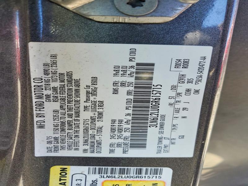 Aukcja sprzedaży 2016 Lincoln Mkz, vin: 3LN6L2LU0GR615715, numer aukcji: 57192336