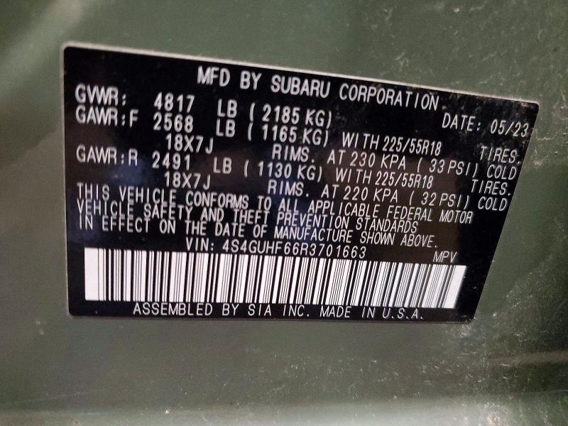 57006116 :رقم المزاد ، 4S4GUHF66R3701663 vin ، 2024 Subaru Crosstrek مزاد بيع