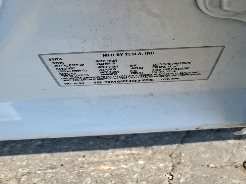 2024 Tesla Model Y მანქანა იყიდება აუქციონზე, vin: 7SAYGAEE4RF048305, აუქციონის ნომერი: 58650216