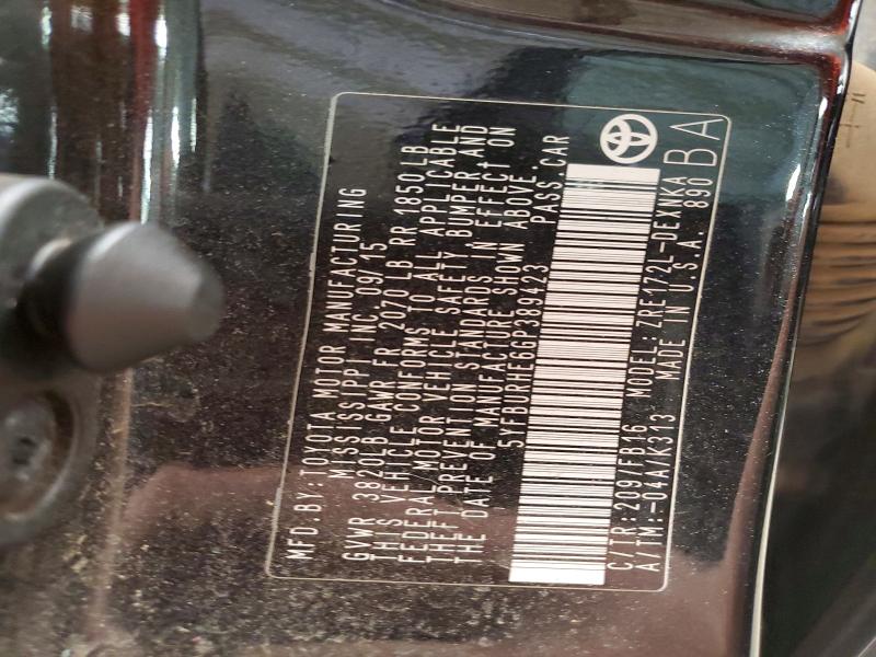 2016 Toyota Corolla მანქანა იყიდება აუქციონზე, vin: 5YFBURHE6GP389423, აუქციონის ნომერი: 58709966