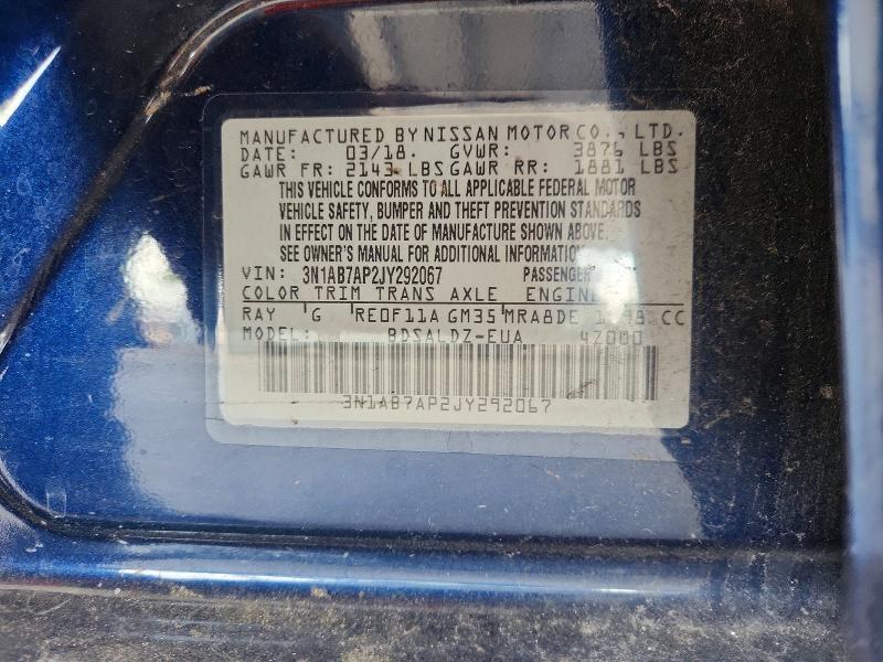 Продажа на аукционе авто 2018 Nissan Sentra, vin: 3N1AB7AP2JY292067, номер лота: 57555536