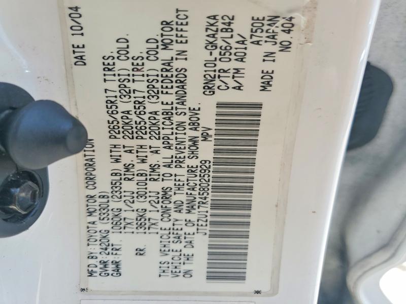55924936 :رقم المزاد ، JTEZU17R458025929 vin ، 2005 Toyota 4runner مزاد بيع