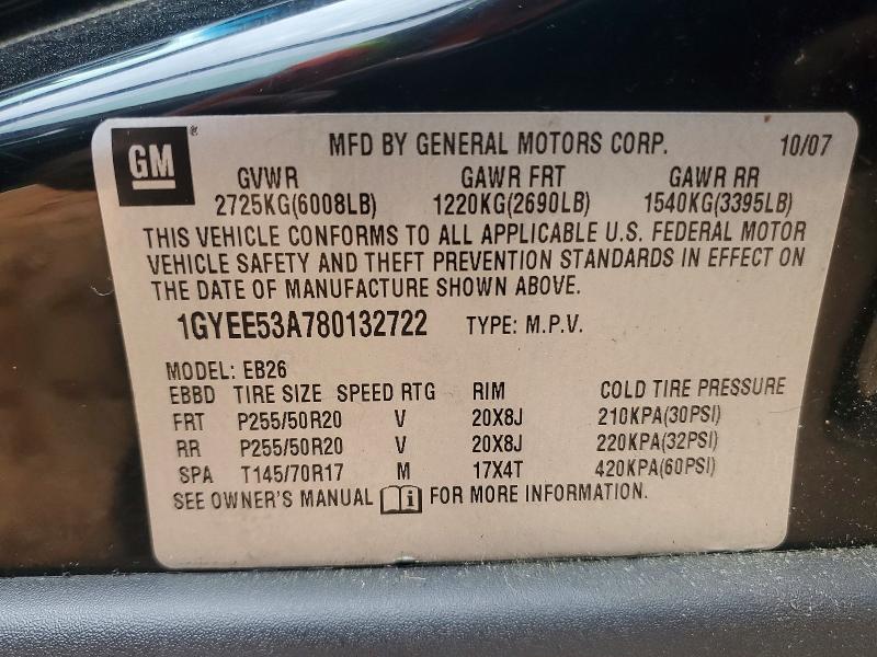 Aukcja sprzedaży 2008 Cadillac Srx, vin: 1GYEE53A780132722, numer aukcji: 57470626
