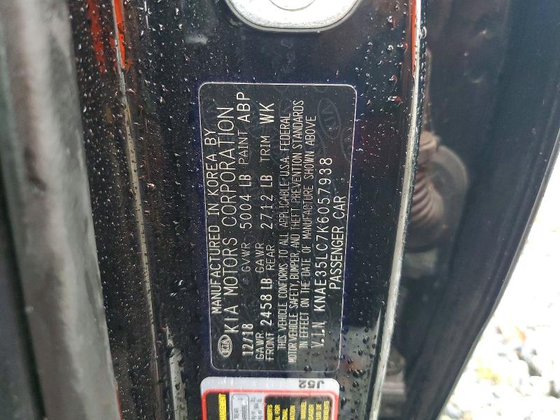 2019 Kia Stinger მანქანა იყიდება აუქციონზე, vin: KNAE35LC7K6057938, აუქციონის ნომერი: 85637365