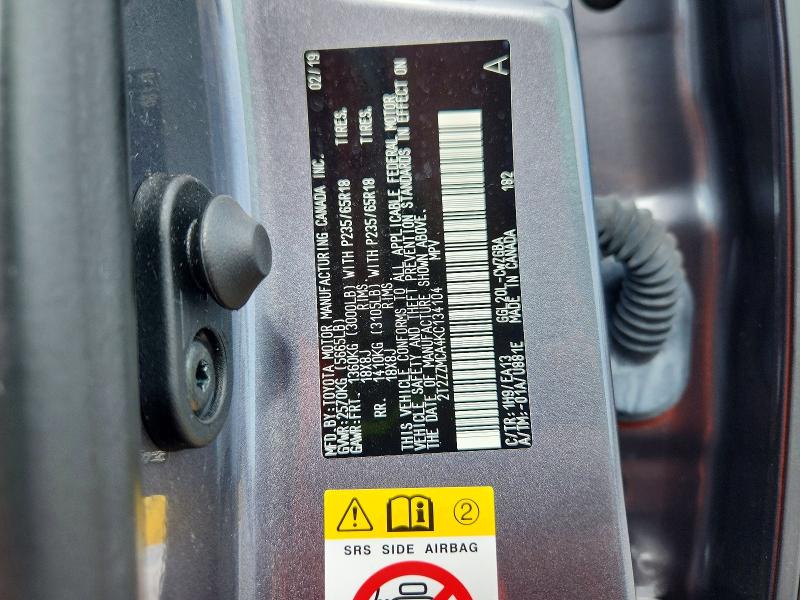 2019 Lexus Rx 350 მანქანა იყიდება აუქციონზე, vin: 2T2ZZMCA4KC134104, აუქციონის ნომერი: 57764586