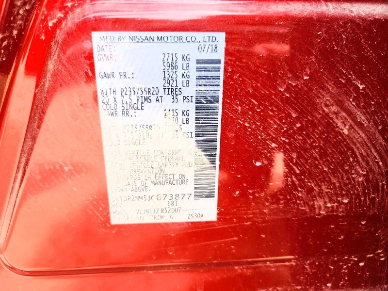 Aukcja sprzedaży 2018 Nissan Pathfinder, vin: 5N1DR2MM5JC673877, numer aukcji: 58118906