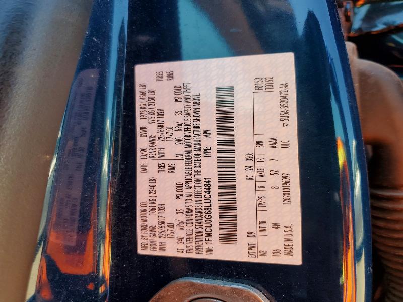 55675356 :رقم المزاد ، 1FMCU0G68LUC44841 vin ، 2020 Ford Escape مزاد بيع
