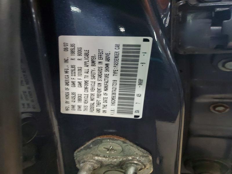 Продаж на аукціоні авто 2007 Honda Accord, vin: 1HGCM56387A217219, номер лоту: 56623146