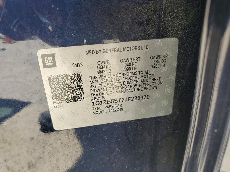Aukcja sprzedaży 2018 Chevrolet Malibu, vin: 1G1ZB5ST7JF225979, numer aukcji: 56794296