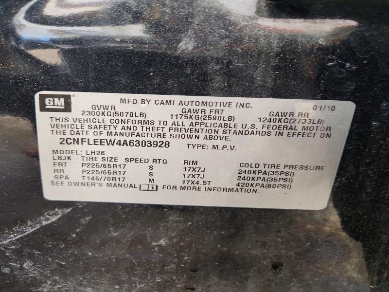 57021796 :رقم المزاد ، 2CNFLEEW4A6303928 vin ، 2010 Chevrolet Equinox مزاد بيع