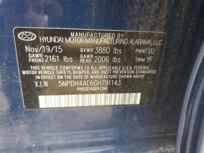 Продаж на аукціоні авто 2016 Hyundai Elantra, vin: 5NPDH4AE6GH791143, номер лоту: 57648276
