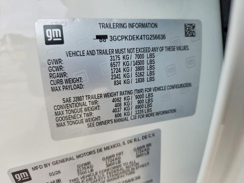 Продаж на аукціоні авто 2026 Chevrolet Silverado, vin: 3GCPKDEK4TG256636, номер лоту: 56060536