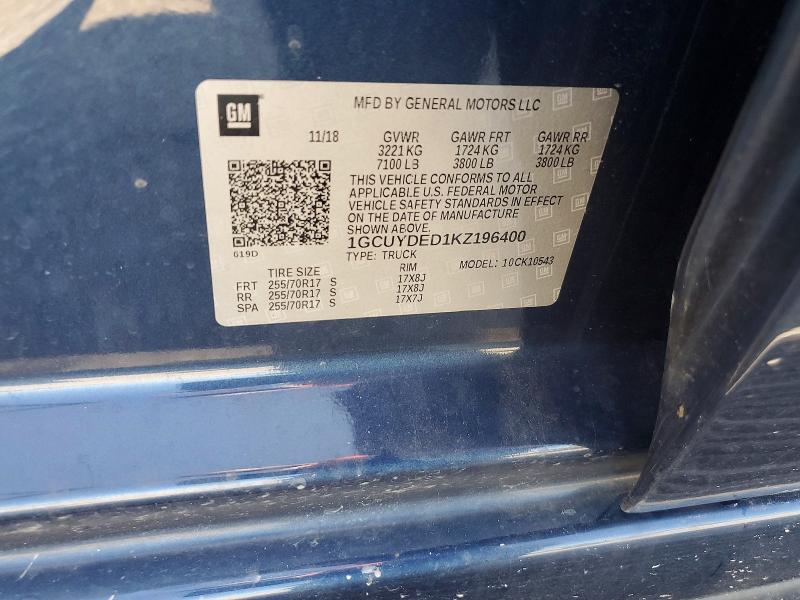 57991476 :رقم المزاد ، 1GCUYDED1KZ196400 vin ، 2019 Chevrolet Silverado مزاد بيع
