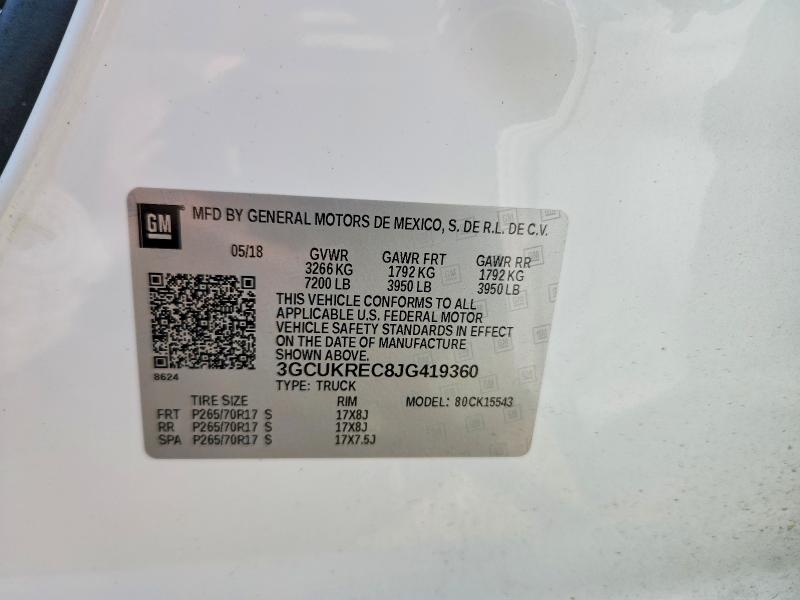 Aukcja sprzedaży 2018 Chevrolet Silverado, vin: 3GCUKREC8JG419360, numer aukcji: 56523466
