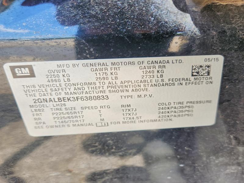 Продаж на аукціоні авто 2015 Chevrolet Equinox, vin: 2GNALBEK3F6380833, номер лоту: 56762576