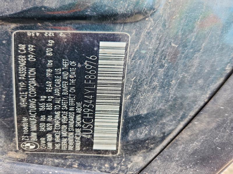 58713396 :رقم المزاد ، 4USCH9344YLF86976 vin ، 2000 Bmw Z3 مزاد بيع