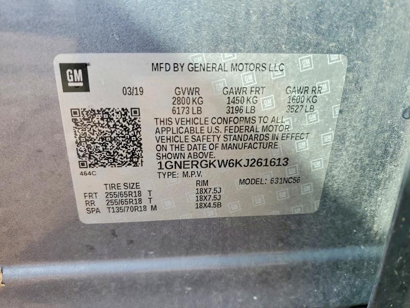 Aukcja sprzedaży 2019 Chevrolet Traverse, vin: 1GNERGKW6KJ261613, numer aukcji: 58213456
