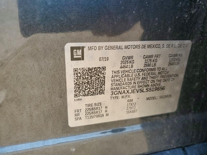 59160656 :رقم المزاد ، 3GNAXJEV5LS519656 vin ، 2020 Chevrolet Equinox مزاد بيع