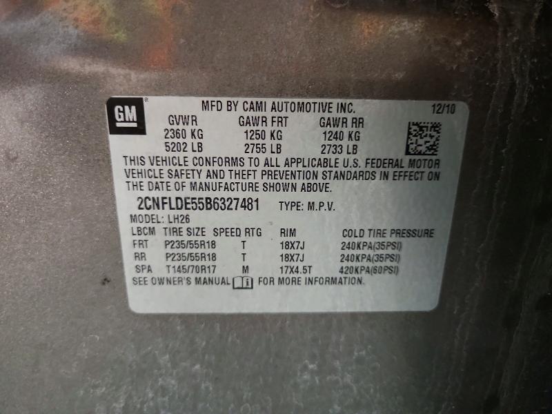 Aukcja sprzedaży 2011 Chevrolet Equinox, vin: 2CNFLDE55B6327481, numer aukcji: 61767626