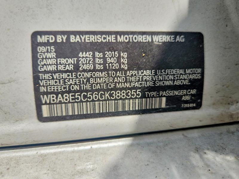 Aukcja sprzedaży 2016 Bmw 328, vin: WBA8E5C56GK388355, numer aukcji: 55793746