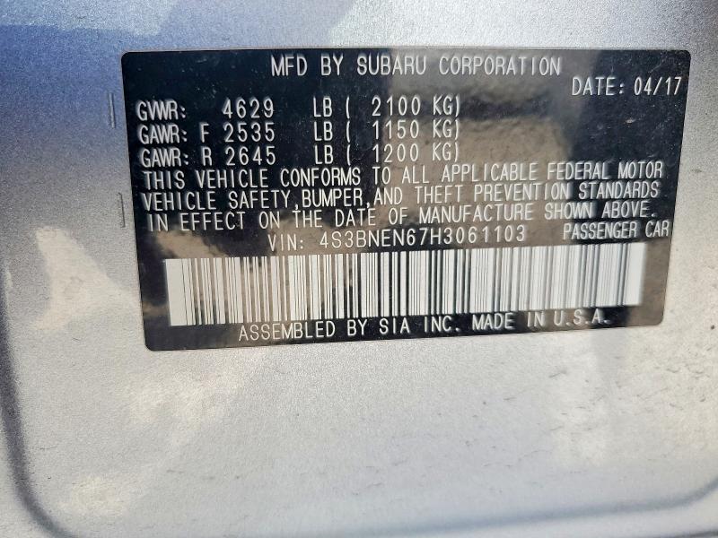 57905936 :رقم المزاد ، 4S3BNEN67H3061103 vin ، 2017 Subaru Legacy مزاد بيع