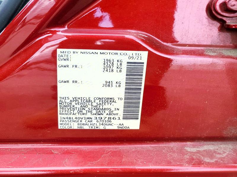 Aukcja sprzedaży 2021 Nissan Altima, vin: 1N4BL4DV1MN397861, numer aukcji: 57711916