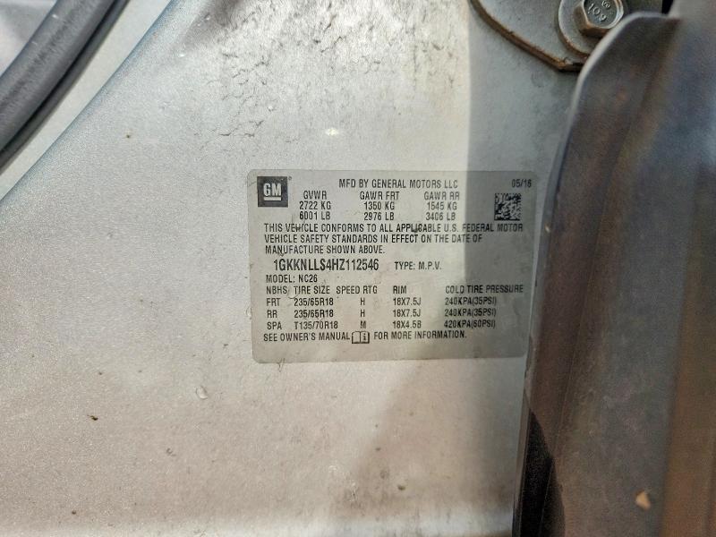 2017 Gmc Acadia მანქანა იყიდება აუქციონზე, vin: 1GKKNLLS4HZ112546, აუქციონის ნომერი: 57958706