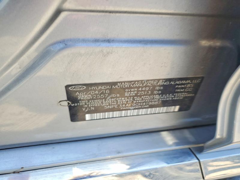 56608616 :رقم المزاد ، 5NPE34AF9GH419887 vin ، 2016 Hyundai Sonata مزاد بيع