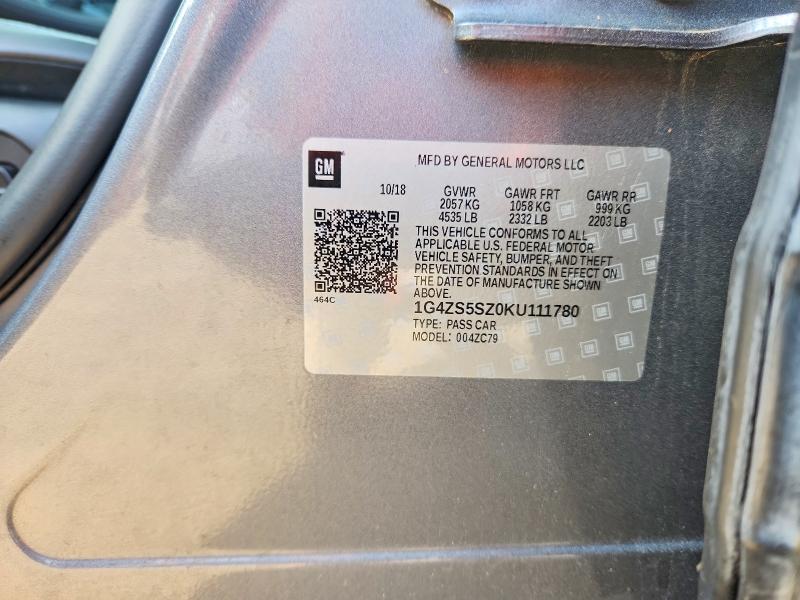 56615906 :رقم المزاد ، 1G4ZS5SZ0KU111780 vin ، 2019 Buick Lacrosse مزاد بيع