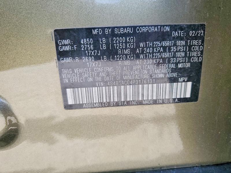 Продаж на аукціоні авто 2023 Subaru Outback, vin: 4S4BTACC4P3176131, номер лоту: 58118986
