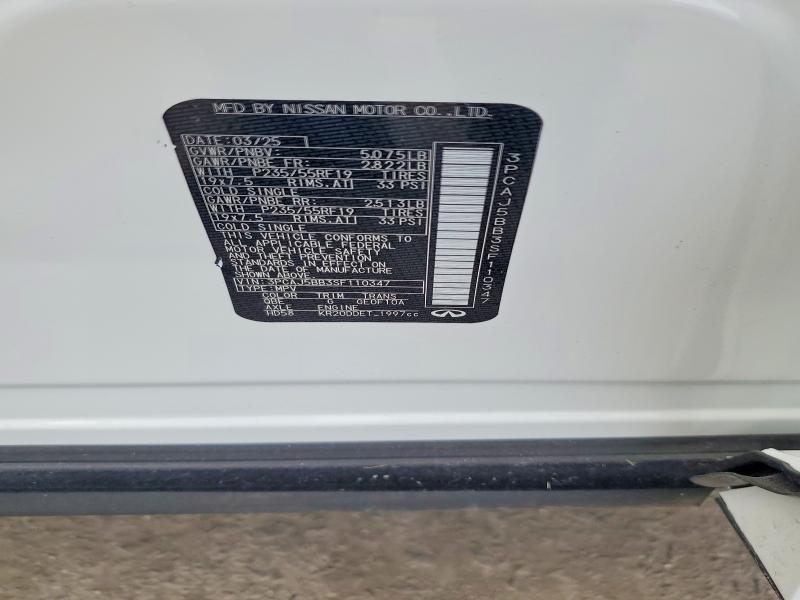 55348286 :رقم المزاد ، 3PCAJ5BB3SF110347 vin ، 2025 Infiniti Qx50 مزاد بيع